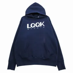 LQQK STUDIO ルックスタジオ ロゴ フーディ スウェット パーカー 長袖 プルオーバー 裏フリース LQA23CB15 XL ネイビー 【中古】