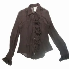 MaxMara マックスマーラ 銀タグ シルク100% フリル シアー ブラウス 長袖 トップス ブラウン サイズ36 S レディース 【中古】