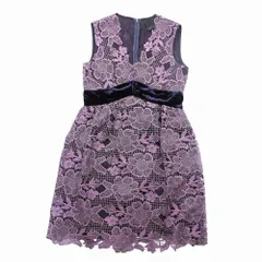 ANNASUI アナスイ フラワー レース刺しゅう ノースリーブ ドレス ワンピース USA製 サイズ4 S パープル レディース 【中古】