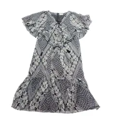 GRACE CLASS グレースクラス グレースコンチネンタル 総柄 チュニック ワンピース 半袖 ブラック 38 M 06013171 レディース 【中古】