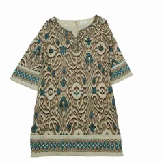 GRACE CLASS グレースクラス グレースコンチネンタル アニマル柄 チュニックワンピース ビジュー装飾 7分袖 ひざ丈 36 S 【中古】