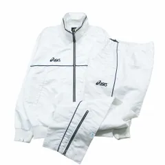 asics アシックス OWW50 OWW601 ウインドブレーカー上下 セットアップ サイズS ホワイト メンズ 【中古】