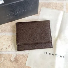 未使用 バーバリー BURBERRY ☆ レザー フラップ コインケース 小銭入れ ダークブラウン