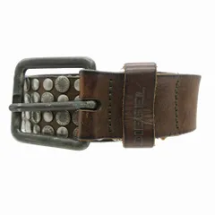 DIESEL ディーゼル Y2K ロゴスタッズ ベルト イタリア製 ブラウン シルバー金具 サイズ95/38 メンズ 【中古】