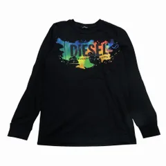 DIESEL ディーゼル ロゴプリント Tシャツ 長袖 ブラック サイズ12 150cm ジュニア  【中古】