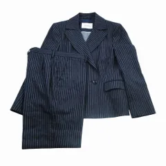 HERNO ヘルノ ストライプ柄 ダブルブレスト パンツ スーツセットアップ ピークドラペル  ネイビー  サイズ44 XL レディース 【中古】