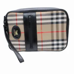 BURBERRYS バーバリーズ ノバチェック柄 ホースロゴ セカンドバッグ ベージュ ブラック メンズ 【中古】