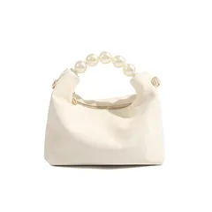 【新品】 [Lapimou] パールバッグ ショルダーバッグ ハンドバッグ パーティーバッグ 2WAY 大容量 ショルダー パール レディース ミニ 小さめ おしゃれ かわいい パール 結婚式 浴衣 和装 成人式 袴 (ホワイト)