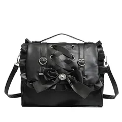 【新品】 [ハルジオ] 地雷系 バッグ ショルダーバッグ レディース リボン 小さめ ショルダー ハンドバッグ リュック レディースバッグ ロリータ Y2K 黒 ブラック 横長 肩掛け 斜めがけ かばん ミニ 韓国 おしゃれ かわいい お洒落 可愛い 0