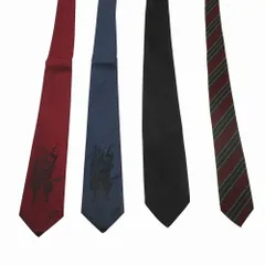 西陣織 ネクタイ 4本セット まとめ売り シルク 絹 国産 ジャガード デザイン レギュラータイ ビジネス  マルチカラー メンズ 【中古】