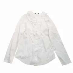 MOSCHINO モスキーノ フラワー フリル ブラウス 長袖 ノーカラー シャツ カットソー 40/M ホワイト レディース 【中古】のサムネイル