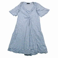 21SS ZUCCA ズッカ Vネック ボーダー プルオーバー ワンピース ドレス 半袖 ZU21JH395 2/M ホワイト ブルー レディース 【中古】のサムネイル