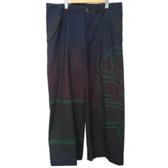 キャトルズ QUATORZE 17AW ウール混 刺繍ワイドパンツ 染め グラデーション マルチカラー 2 約Mサイズ 1229