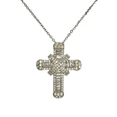 シルバー キュービックジルコニア クロス ネックレス レディース 十字架 綺麗
