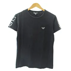 エンポリオアルマーニ EMPORIO ARMANI Tシャツ カットソー ロゴ プリント 半袖 ストレッチ L 黒 ブラック IBO88