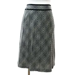 23区 オンワード樫山 ツイード プリーツ スカート 膝丈 32 グレー 0114