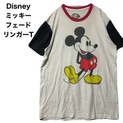 Disney ディズニー ミッキーTシャツ フェード リンガーT L