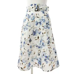 アプワイザーリッシェ Apuweiser-riche タグ付き ロング フレア スカート ミディ丈 花柄 0 白 青 0815 ■MET1