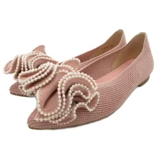 ダイアナ DIANA CUMUU フラットシューズ 22cm パンプス ポインテッドトゥ フリル ビジュー ピンク /AE IBO86