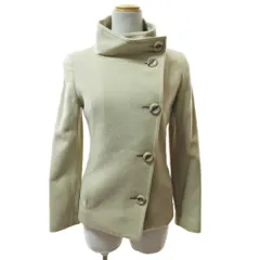 インディヴィ INDIVI 美品 アンゴラウール ハーフコート スタンドカラー ジャケット 5 ベージュ 0109