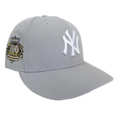 ニューエラ NEW ERA 59FIFTY 美品 NY ニューヨークヤンキース 100周年 ロゴ キャップ 6パネル MLB 帽子 グレー 58.7cm