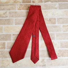 フェラガモ ☆ 総シルク 総柄 ジャガード織 ネクタイ イタリア製 レッド シルクタイ Salvatore Ferragamo