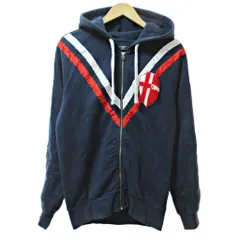 ハイドロゲン HYDROGEN ジップアップ パーカー ジャケット スカル ロゴ刺繍 M 紺 ネイビー 1204