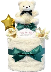 KanonBabys おむつケーキ 男の子 女の子 オーガニック 出産祝い 2段 Sサイズ con7051 [ご出産祝い・新生児用にオススメおむつサイズＳ]