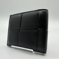 【Aランク】ボッテガ・ヴェネタ カセット 二つ折り財布 ブラック イントレチャート