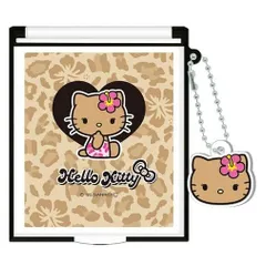 ハローキティ マスコット付きMサイズミラー 日焼けキティ レオパード 