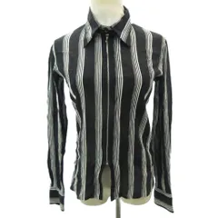 アニエスベー agnes b. ストライプ ジップアップ ブルゾン 黒 ブラック 白 ホワイト 約M