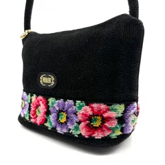 【美品】FEILER フェイラー ワンショルダーバッグ アクセサリーポーチ 花柄 黒 ブラック