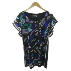 ダイアグラム グレースコンチネンタル Diagram GRACE CONTINENTAL ワンピース 総柄 ひざ丈 半袖 36 黒 青 ブラック ブルー 1224 ■YHS9