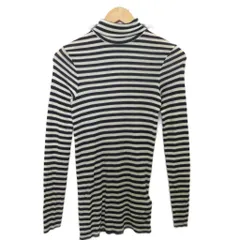 コス COS タートルネックニット セーター ボーダー柄 M アイボリー 紺 ネイビー 263707