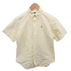 ラルフローレン RALPH LAUREN ボタンダウンシャツ BDシャツ 半袖 ストライプ ポニー刺繍 140cm 黄 イエロー 白 ホワイト ■MET2