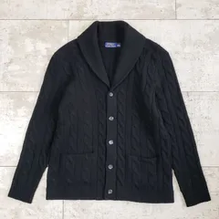 ポロ ラルフローレン ☆ ケーブル編み ニット ウール カーディガン S 黒 ブラック 長袖 POLO RALPH LAUREN