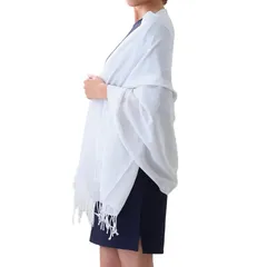 [アウニイ] パシュミナタッチ 大判 ストール パーティー ショール マフラー 結婚式 レディース ロングショール パーティ スカーフ 日焼け止め 春 夏 羽織物 フリンジ付き 冷房対策 母の日 プレゼント ギフト HW869 (ラメあり・シルバー)