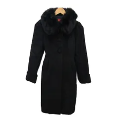 アプワイザーリッシェ Apuweiser-riche ファーコート ジャケット アンゴラ フォックスファー ロング 黒 ブラック 1 約S ■YHS12