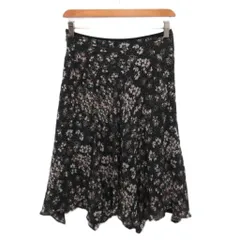 23区 オンワード樫山 フレアスカート ひざ丈 花柄 総柄 38 黒 ブラック 41233420 ■YHS10