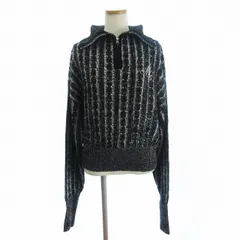 MILY BILET ニット セーター ハイネック 長袖 刺繍 ハーフジップ グレー M