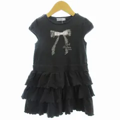 ベベ bebe タグ付き ワンピース 半袖 プリント フリル リボン グレー 100㎝