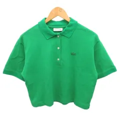 ラコステ LACOSTE クロップドポロシャツ 半袖 ロゴ ワッペン 短丈 36 M 緑 グリーン PF007J