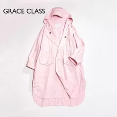 ci30 GRACE CLASS 定7万 フーデッド トレンチコート ライト アウター ロング丈 フード コート スプリングコート ピンク グレースクラス GRACE CONTINENTALのサムネイル