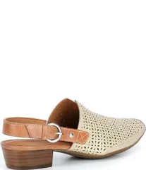 ピコリーノス レディース シューズ パンプス レザー ヒール Pikolinos Alameda Perforated Leather Block Heel Slingback Pumps Nata