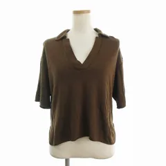 セオリー Theory 美品 21SS ポロシャツ カットソー 半袖 Vネック スウェット 無地 01-1301001-450-902 茶 ブラウン S