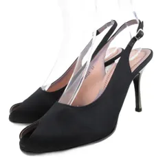 銀座かねまつ GINZA Kanematsu ストラップパンプス オープントゥ ピンヒール ハイヒール 23cm 黒 ブラック ■YHS9