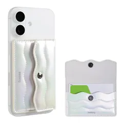 [ハミィ] iFace BeBling MagSafe対応 カードウォレット MagSynq (ホワイトオーロラ)【アイフェイス ビーブリング メタルリングステッカー付属 マグネット式 マグセーフ対応 カードケース ウォレット カード2枚 [ホワイトオーロラ]