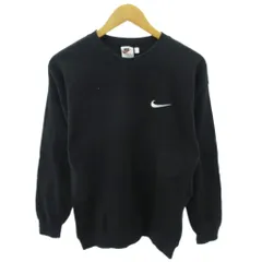 ナイキ NIKE ヴィンテージ 白タグ 90s スウェット トレーナー スウォッシュ ロゴ 刺繍 長袖 M 黒 ブラック 0907