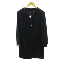 グリーンレーベルリラクシング ユナイテッドアローズ green label relaxing ノーカラーコート ウール ミドル丈 40 黒 ブラック 1129 ■YHS8