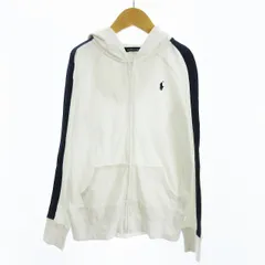 ラルフローレン RALPH LAUREN パーカー ジャケット ジップアップ ワンポイント ロゴ刺繍 白 ホワイト 150 ■GY14